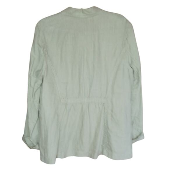 Relativity Linen Jacket Olive Green Women's 1X Boho Lagenlook Coastal Grandma - Picture 2 of 7